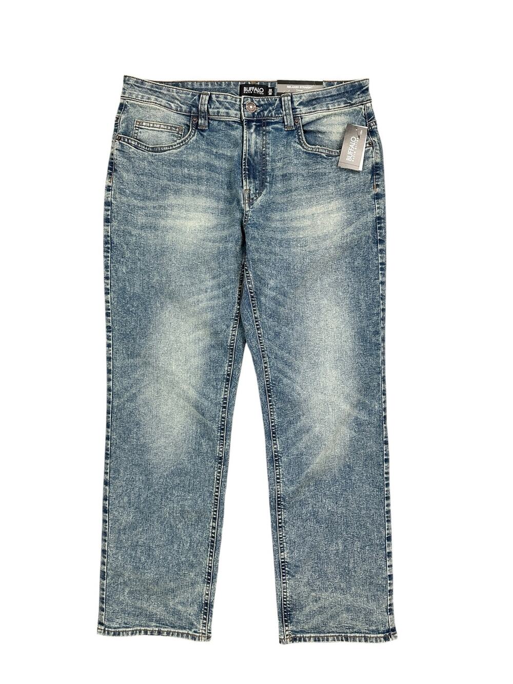 Buffalo David Bitton Relaxed Straight Driven Vintage Indigo Wash Jeans — 33x30